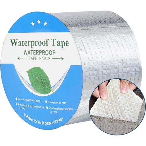 Butyl Tape Waterproof 5 m x 100 mm x 1 mm Butyl Rubber Aluminium Butyl Tape for Roof Leakage Facade Window Sill Gap Pipe Break (1/5)