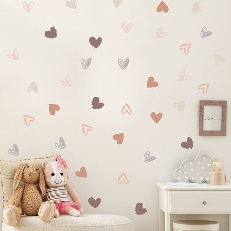 JSSEVN-108 Stickers Muraux Cœur pour La Chambre des Enfants - Ensemble d'Autocollants Muraux, Stickers Muraux Chambre Fille Coeur Décoration Murale (1/5)