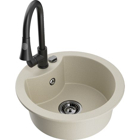 Mexen Diego 1-Becken-Granit-Spüle mit Mischbatterie Elia, Beige - 6512-69-670101-70 (1/5)