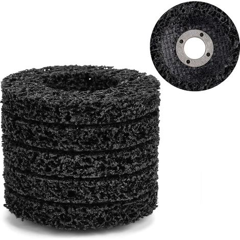SJLERST Lot de 5 Disques Abrasifs pour Meuleuse 100 mm 60 Poly Strip Disc Outil de Nettoyage pour Enlever Rouille/Peinture/Ecaillage,noir (1/5)