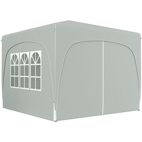 Tente pliante 3x3m avec 3 niveaux de hauteur réglables, 4 côtés, fenêtres et sac de transport, imperméable UPF50+, grise (1/5)