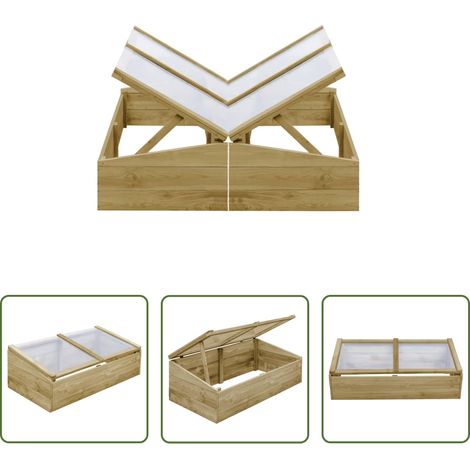vidaXL Invernadero de madera de pino impregnada 2 uds 100x50x35 cm (1/5)
