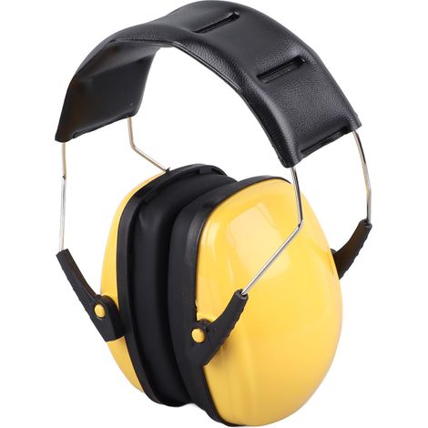 Casque antibruit jaune pour bébé, pliable et ajustable, avec protection auditive intégrée.