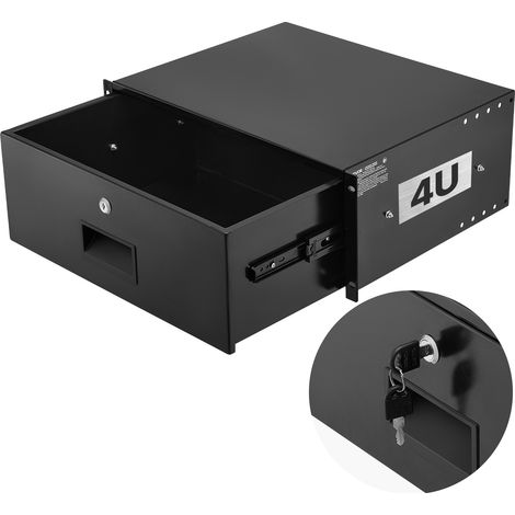VEVOR Cassetto per Montaggio su Rack 4U, Capacita di 22,68 kg Profondita 350 mm, Cassetto Bloccabile Scorrevole con Serratura e Fori per Cavi, per Armadio AV per Apparecchiature di Rete