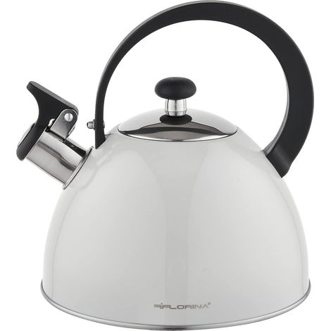 FLORINA Bollitore Acqua (2,5 l) I Bollitore da Fornello BRILLO I Bollitore con Manico in Bachelite I Antigraffio I Bollitore per Fornelli a Induzione, Gas, Elettrici I Colore: Grigio chiaro (1/5)
