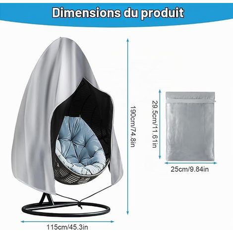 Hanging Chair Cover, 190 x 115 cm Oxford Fabric Egg Chair Cover (1/4)