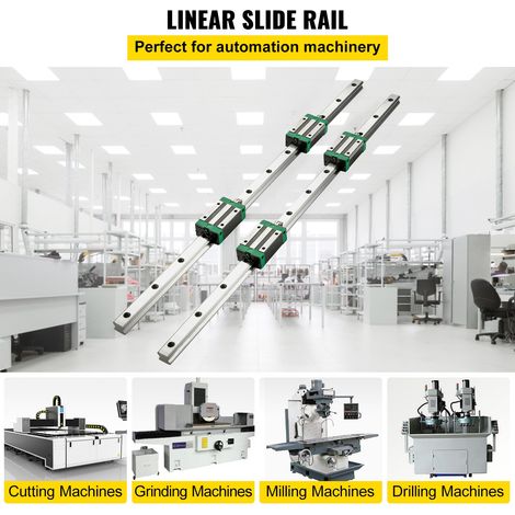 Miniature Rail Linéaire Guide CNC, HSR20 - 1700 mm Rails et roulements linéaires CNC, 4 Blocs HSR20 Guidage Lineaire Rail de Glissiere pour Routeurs CNC DIY, Tours, Machines-outils, Cintreuses (1/5)