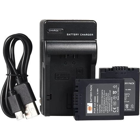 S006E Batterie Li-ion et Chargeur Micro USB compatible avec CGR-S006E CGR-S006A1B CGA-S006 DMC-FZ18 DMC-FZ8 DMC-FZ38 DMC-FZ35 DMC-FZ7 V-LUX1 (1/5)