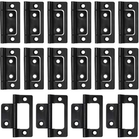 Lot de 16 charnières de porte pliantes - Petites charnières plates - Pivotantes à 360° - Pour portes en bois, fenêtres, armoires - 51 x 25 mm - Noir (1/4)