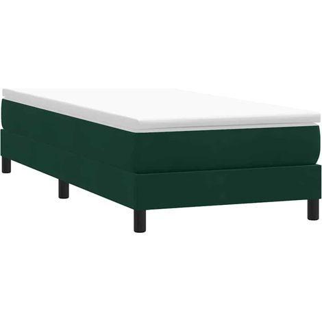 Cama box spring sin colchón terciopelo verde oscuro 100x210 cm (1/5)