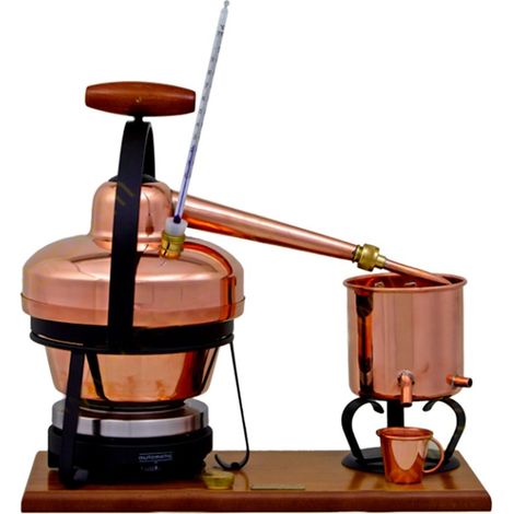 Destille, Destilliergerät, Destillationsapparatur - Premium, mit Elektrischer Kochplatte und Thermometer, 1,25L