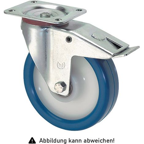 Rollcart Polyurethan- Lenkrollen Ø125x40mm mit Doppelstop und Kunststoff -Felge 220kg Tragkraft