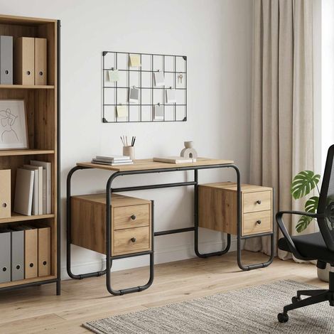 vidaXL Bureau avec rangement Chêne artisanal 145 x 50 x 75 cm (1/5)