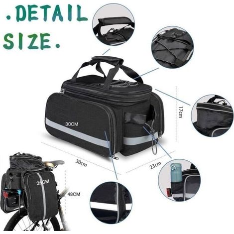 (Noir)Sacoche Vélo arrière - 3 en 1, 10-27L - Étanche avec Protection Contre la Pluie - Amovible (1/3)