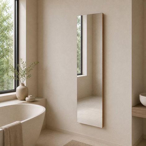 Specchiera Filo Lucido 30X130 Cm Con Telaio In Mdf Rivestito Colore Legno Naturale (1/5)