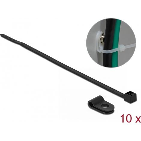 Delock Abrazadera de montaje de 3,2 mm con sujetacables LA 100 x AN 2,5 mm negro