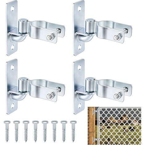 Lot de 4 charnières de portail à montage mural en métal robuste avec 4 vis, accessoires de portail sans soudure pour portail de cour, clôtures en bois, jardin (1/5)