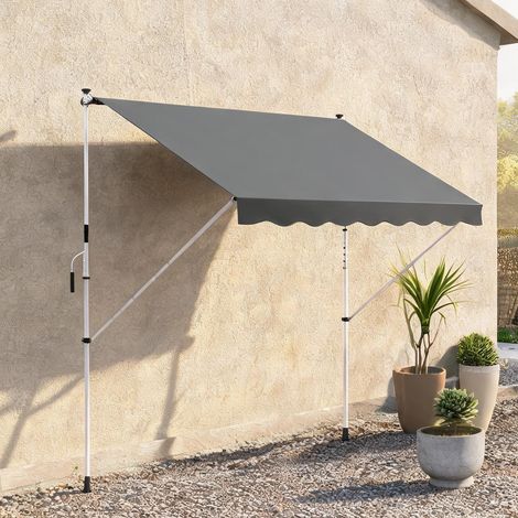 Store banne aluminium 3 x 1,5 m sans perçage à manivelle Gris (1/5)