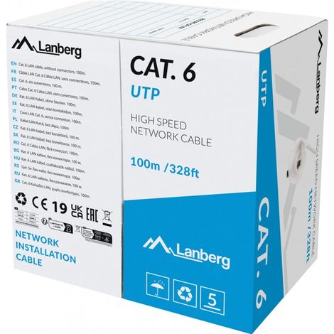 Lanberg CAT.6 cable de red UTP 100 m cobre gris