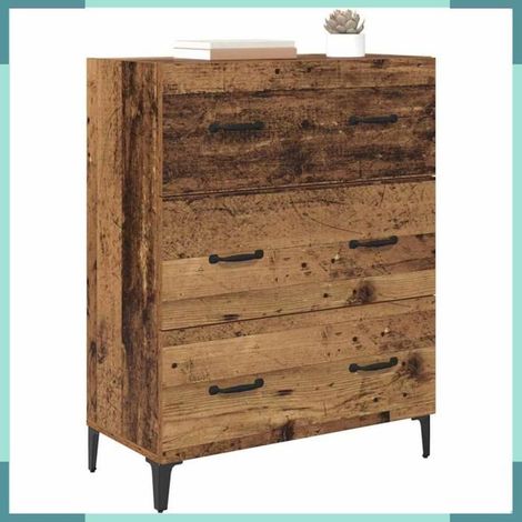 Buffet - 880643 - Bois ancien - 3 tiroirs - Bois d'ingénierie et fer (1/5)