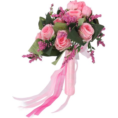 de mariée artificiel rose réaliste feuilles vertes rose (1/5)