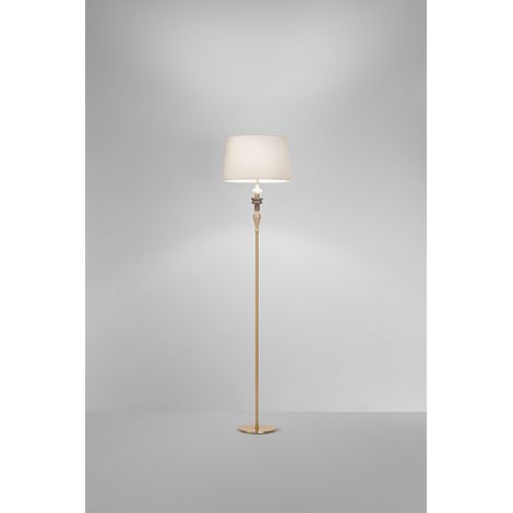 Lampadaire en Métal Laiton Brossé et Céramique Multicolore, Abat-jour Avana, H 170 cm, 1x E27, Style Classique et Élégant - Marque Perenz SRL