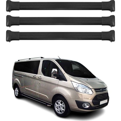 OMAC Barres de toit en aluminium pour Ford Transit Custom / Tourneo Custom I 2012-2023 – TÜV / DIN 75302:2019 – Charge max 75 kg – 2 barres Noir (1/4)