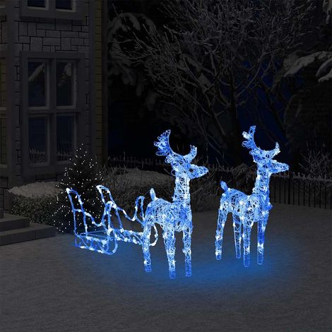Décoration de Noël Rennes et traîneau 160 LED 130 cm Acrylique (1/5)