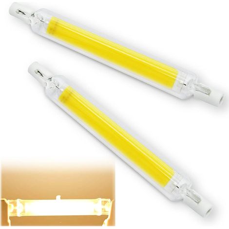Lot de 2 Ampoules LED R7S 10W 78mm Dimmable, Blanc Chaud 3000K 1000LM, Angle 360°, Équivalent Halogène 100W, Sans Scintillement, Tubes pour Projecteur (1/5)