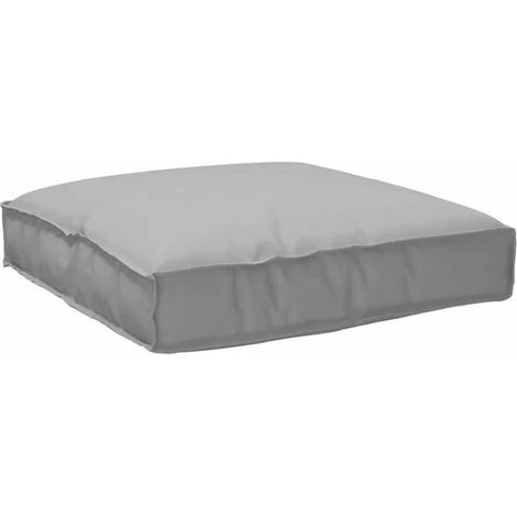 Coussin gris, mesurant 80 x 80 x 12 cm, en tissu Oxford. (1/5)