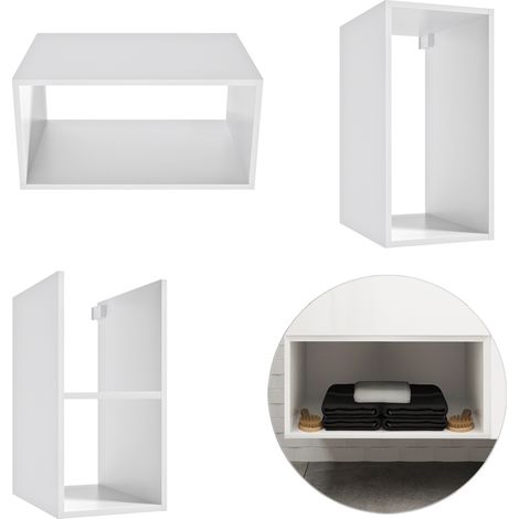 Badezimmer Wandregal weiß 90° drehbar SOFIA-107 hängend, B/H/T: ca. 60/30/44 cm (1/5)