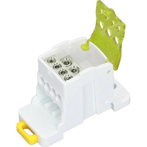 Boîte de jonction électrique 80A 690V, bornier DIN en laiton pour installations domestiques, couleur jaune vif (1/5)