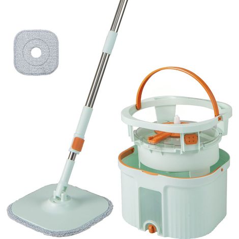 Set secchio e mocio 31 x 31,5 x 19 cm pulizia efficace rotazione a 360° design pratico PP verde chiaro 200017606