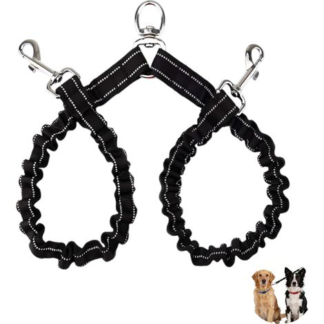 Laisse double réfléchissante réglable pour chien, conception anti-nœuds, rotation à 360°, poignée rembourrée, convient pour l'entraînement et les promenades, robuste et durable, convient aux chiens de (1/5)