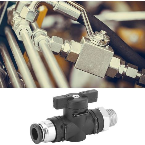 Robinet pneumatique manuel 8mm raccord rapide pour tuyau d'air filetage mâle BSPP 1/2 pouce BC8-04 en plastique laiton nickelé 1 pièce (1/5)