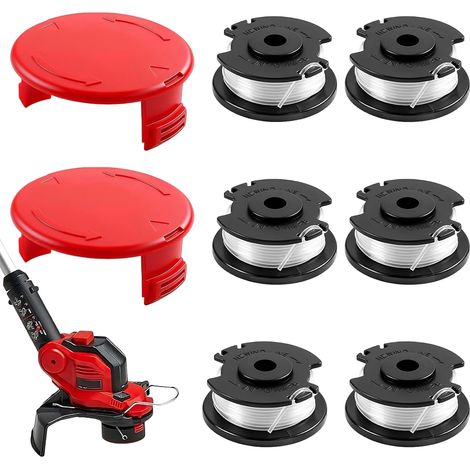 Lot de 8 bobines de la maison GE-CT 18/28 Li et TC - Chutes d'accessoires - Diamètre : 1,6 mm - 4,9 m - Pour extérieur et jardin (6 bobines + 2 couvertures) (1/5)
