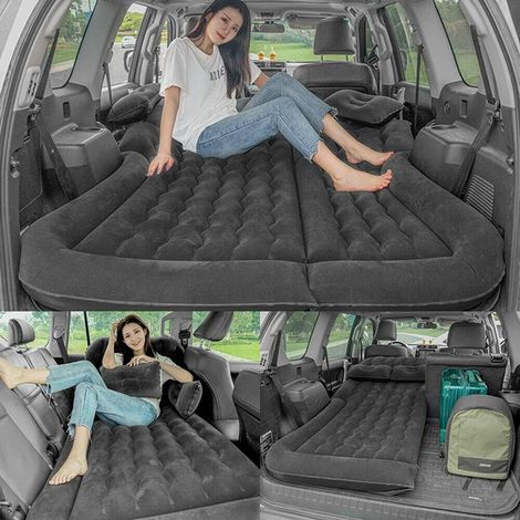 Gojoy – Matelas gonflable SUV 175x130 cm – Épais et amovible – Avec 2 coussins et pompe – Compatible voitures et camping – Noir
