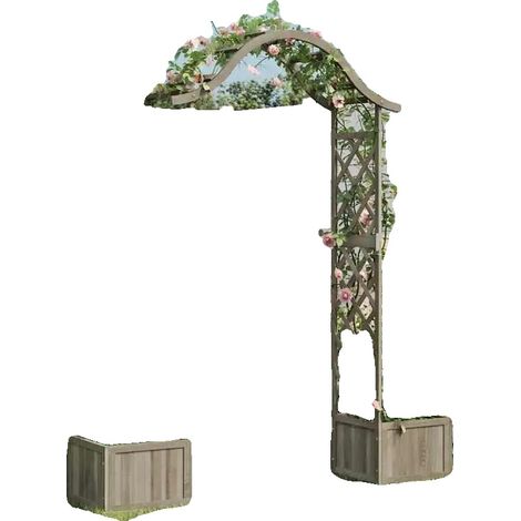 Pergola de jardin, bois massif durable, entretien facile, Gris (1/2)