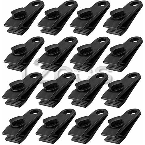 12Pcs Pince à pince pour bache,ensemble de pinces à bache résistantes Pince pour auvent instantané pour tentes Tarp Caravan Garden Shade Housse de,noir (1/5)