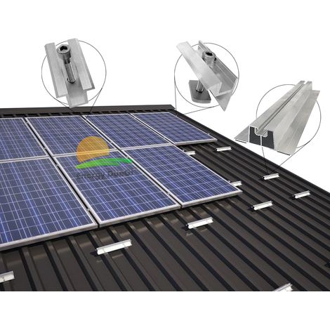 Struttura di montaggio per lamiera grecata per 3 pannelli fotovoltaici (1/5)
