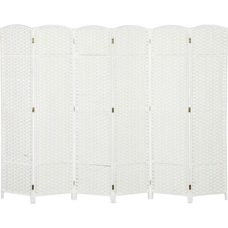 Biombo plegable de 6 paneles de madera blanca 240 x 170 cm (1/5)