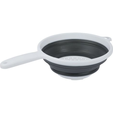 Scolapasta, scolapasta, pieghevole, con manico, silicone, plastica, flessibile, colino da cucina, bianco, grigio, 33 x 8 x 19,6 cm (1/5)