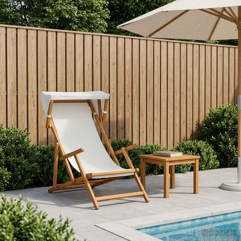vidaXL Silla de terraza 3 Posición Madera de Eucalipto Maciza Crema (1/5)