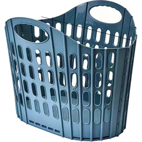 Panier à linge, Design pliable, Matériau durable, Bleu (1/2)