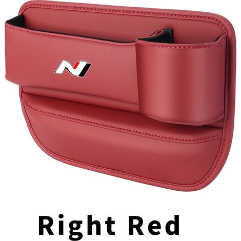 (Rouge côté passager) Boîte de rangement pour l'espace entre le siège et le siège auto Hyundai Sonata Elantra Tucson N Line Veloster Kona i30 - Accessoires intérieurs en cuir (1/5)