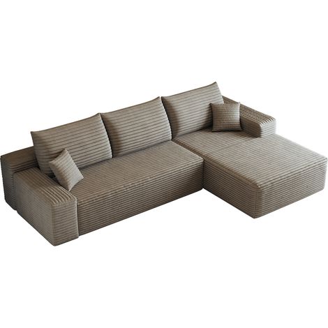 Divano angolare modulare 270 cm con chaise longue in velluto a coste, senza montaggio (1/5)