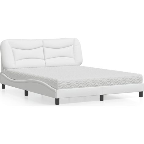 Lit avec matelas Hvar blanc 160x200 cm similicuir