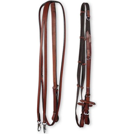 Martingala German in cuoio liscio completa di redini - Chestnut