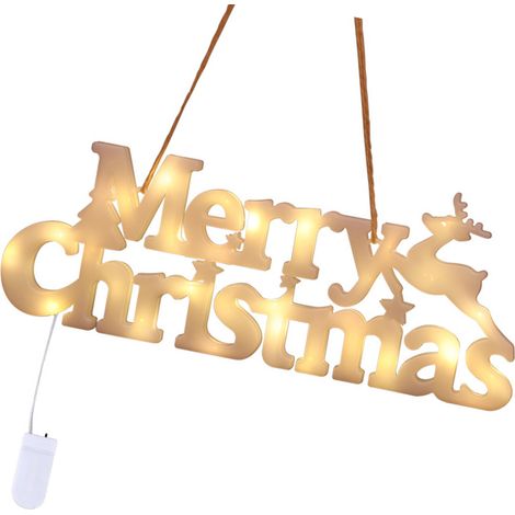 Weihnachts-LED-Leuchtbuchstaben mit Aufhängeseil, warmweißes Licht (1/4)