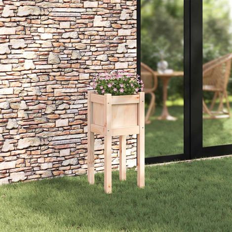 vidaXL Cache-pot de jardin Nature 31 x 31 x 70 cm Bois de pin massif (1/5)